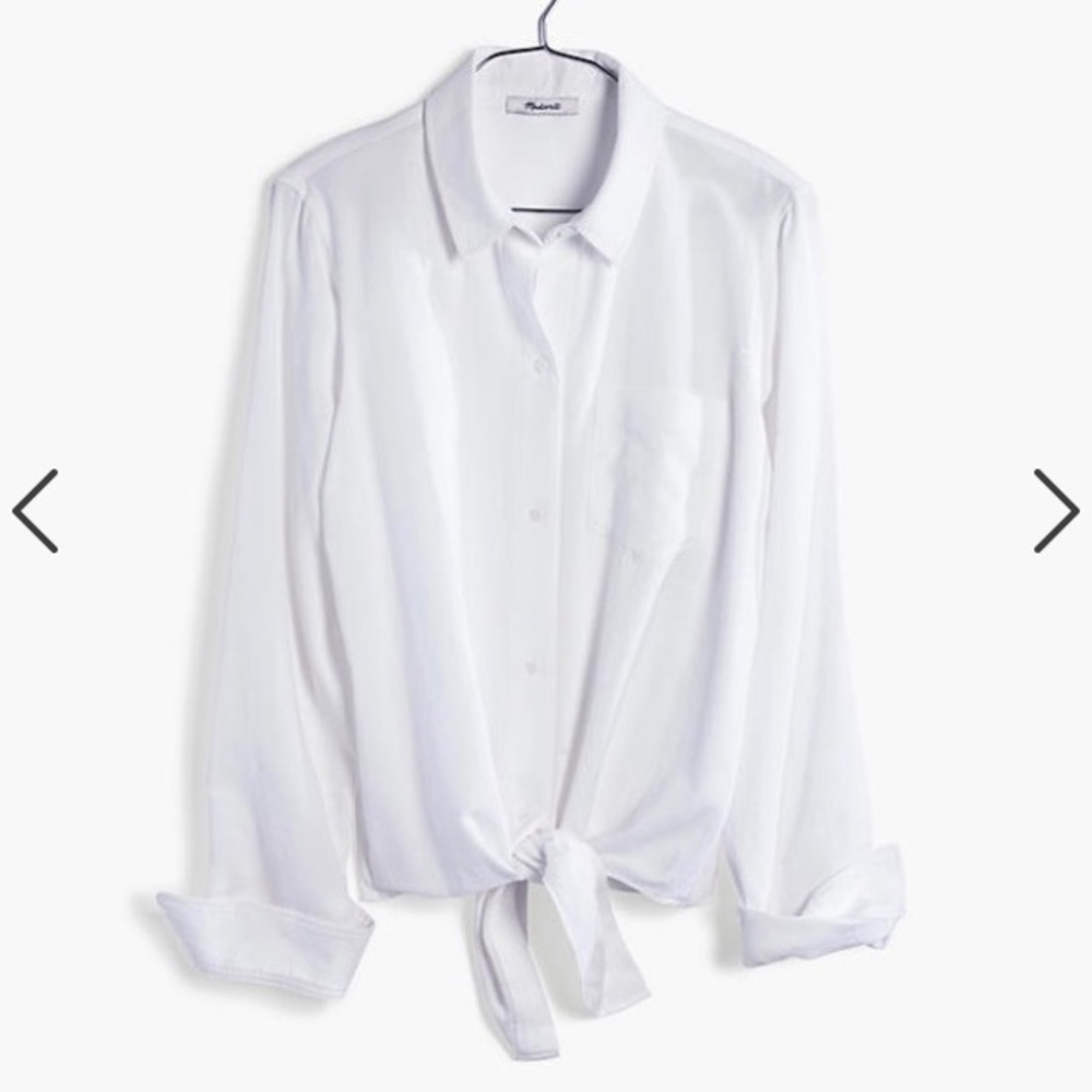 Madewell tie front LS collared shirt